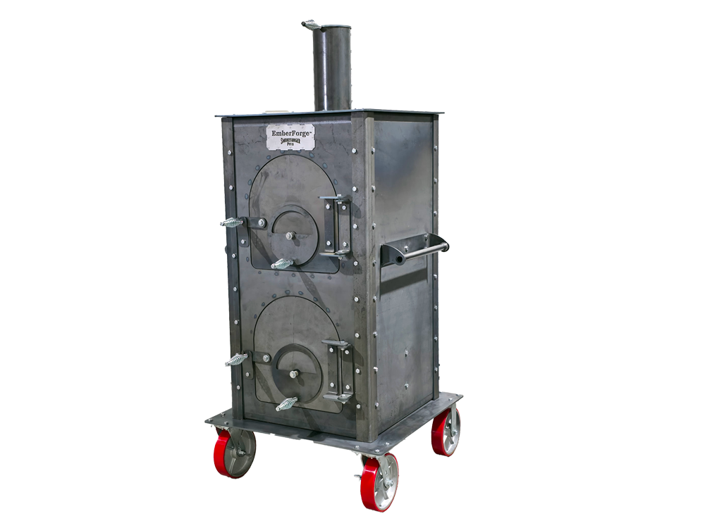 EmberForge live coal maker by Smokeslinger Pits on red casters