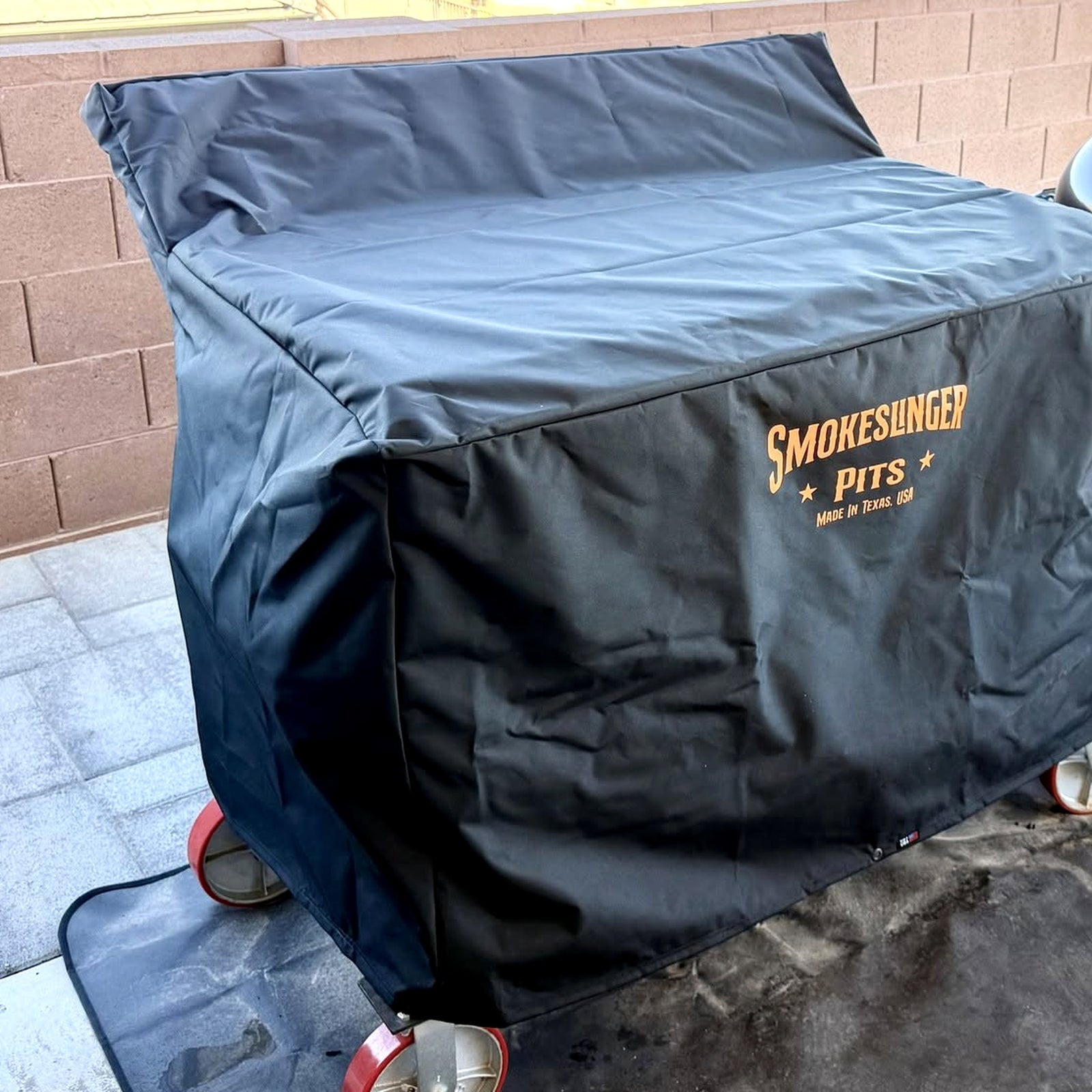 Angled view of the Full Size Smokeslinger Cover with Counterweight, showing how it clears the raised counterweight